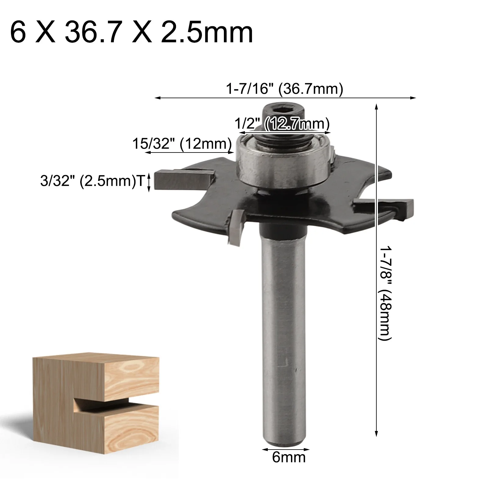 Slot Cutter T-Type Router Bit 6MM Or 1/4 Handle Grooving Cutter Woodworking Milling Cutter Woodworking Tools