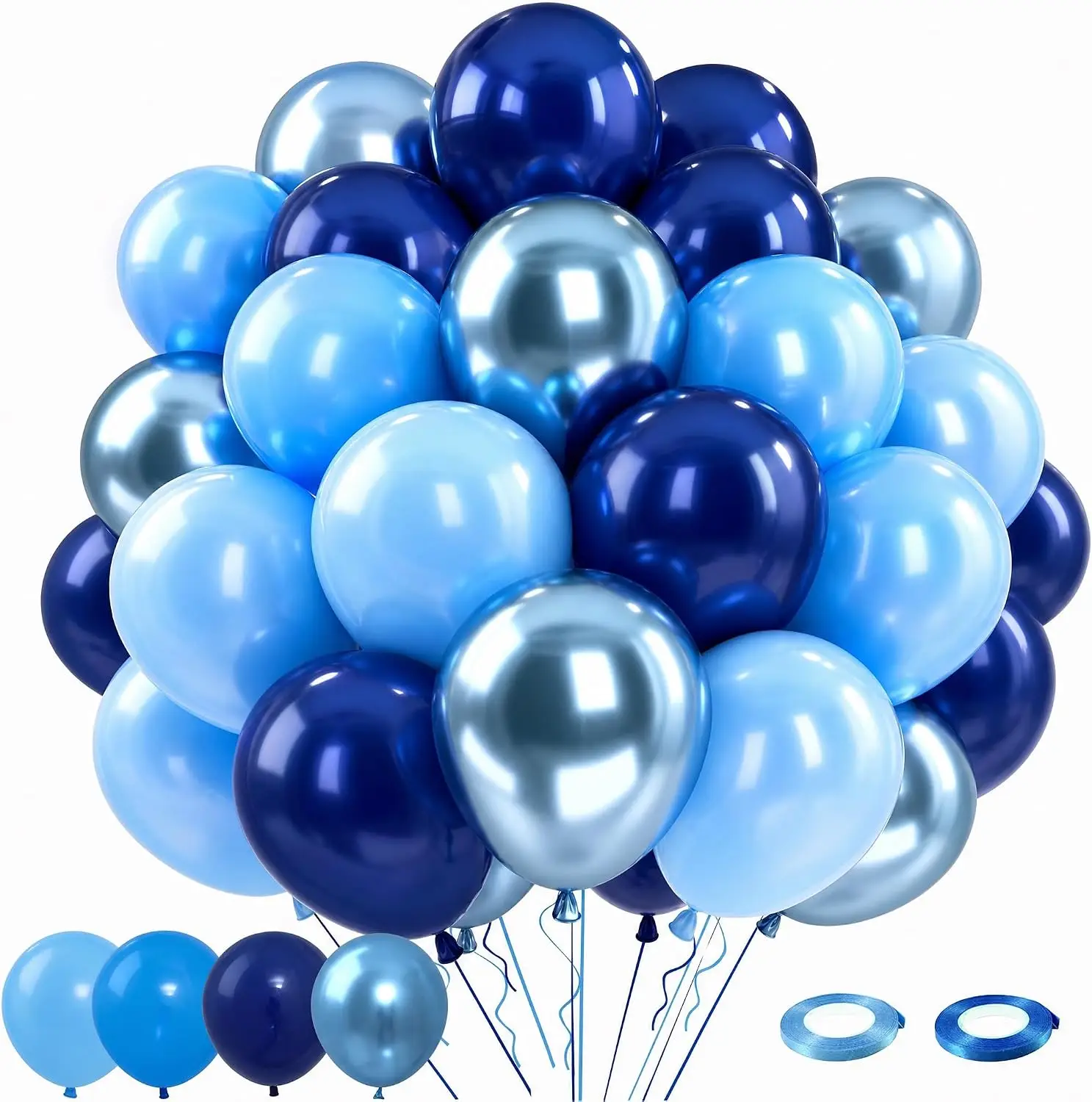 Patimate Blue Latex Party Balloons Set 50 pcs 12 inch