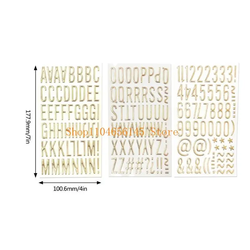 5asd Metallic Letter Sticker Nummer Sticker Goud Glinsterende PVC Sticker voor Journal Notebook Planner Scrapbooking Sticker