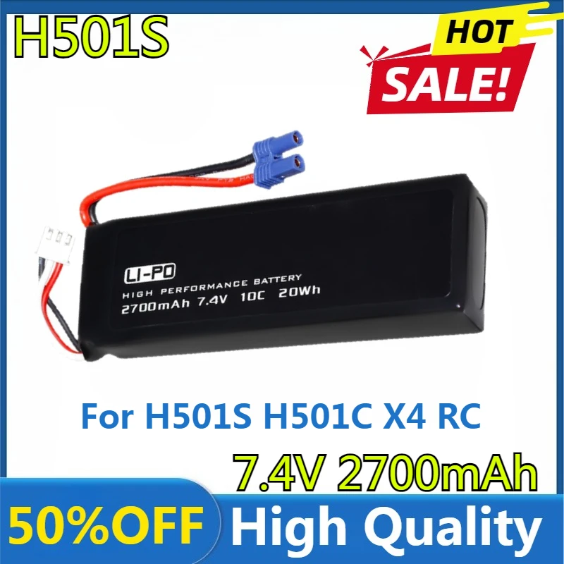 

New High Quality H501S Battery 7.4V 2700mAh 10C for H501S H501C X4 RC Quadcopter Parts 2s 7.4V Lipo Battery