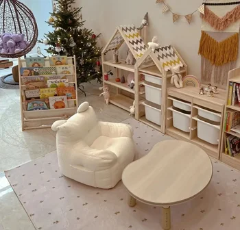 Sofá para niños, sofá pequeño para bebé, silla, Mini asiento para niños, sofá enano perezoso, tela de lana de cordero de lino y algodón