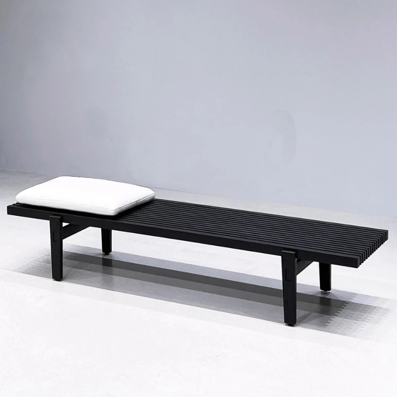 

Solid wood bench bedroom bedside stool household shoe changing stool dining table bench light luxury wabi-sabi wind