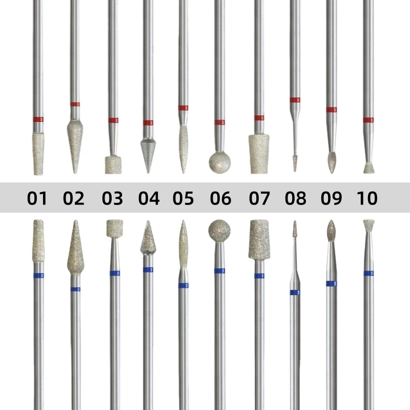 10 قطعة/المجموعة الماس مسمار مثقاب مجموعة مسمار الماس قاطعة المطحنة ل مانيكير 3/32 "دغ ملف الأظافر الكهربائية أداة إزالة الجلد الميت #3