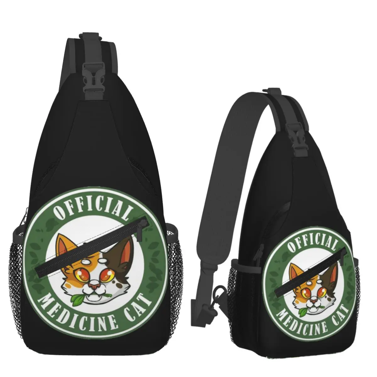 4 guerreros medicina gato pecho bolsa hombres Sling bandolera mochila pecho bolsa viaje senderismo mochila bolso de hombro