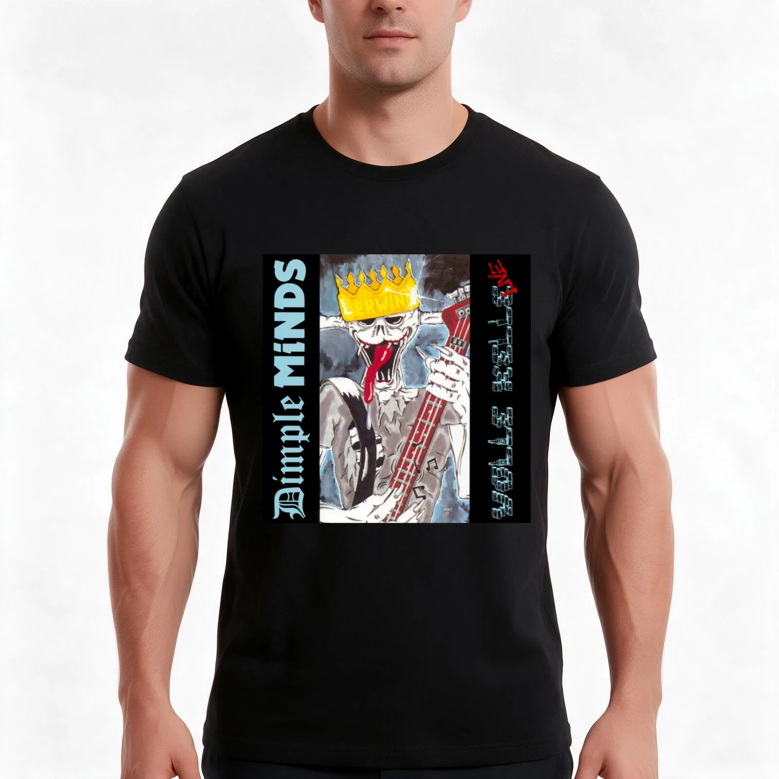 dimple minds T-Shirt, Summer Casual Cotton Tee, Oversized Streetwear Tops, Vintage Graphic Print, Loose Fit Short Sleeve