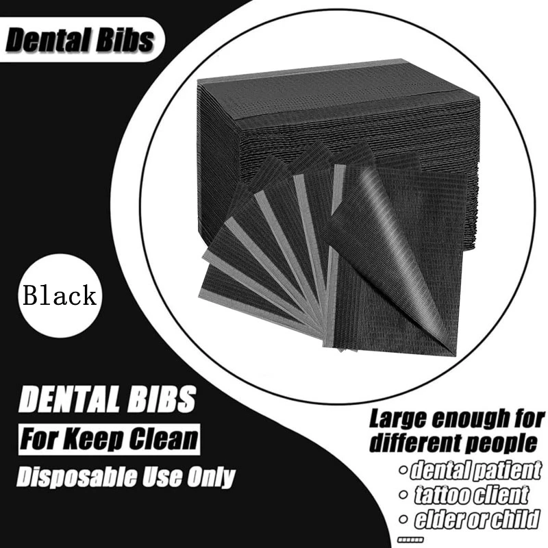 250/125/50/20PCS Disposable Tattoo Clean Pad Black Tattoo Bib Table Covers Clean Patient Dental Napkins Supplies