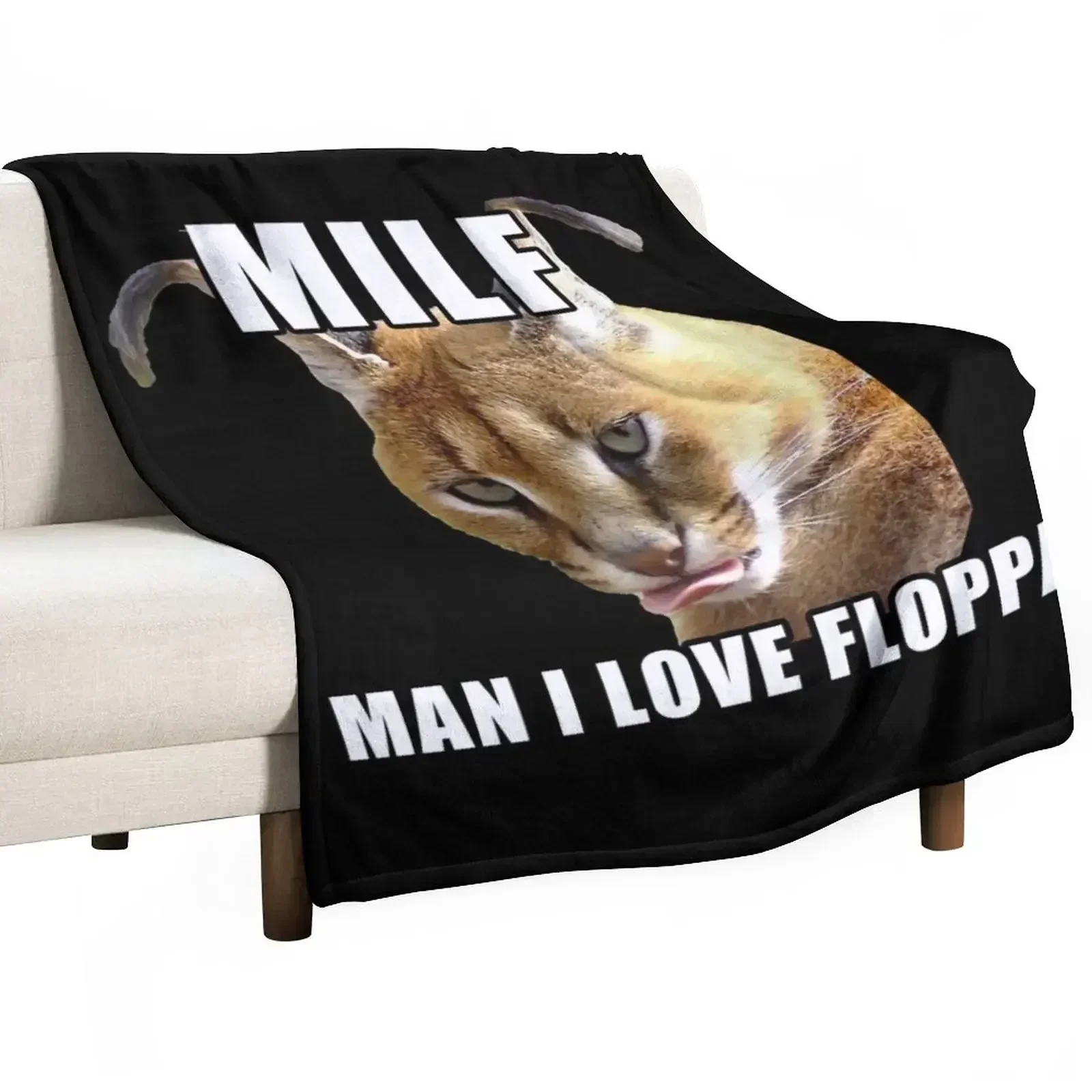 

New Man I love big floppa meme Big floppa baby caracal Throw Blanket Flannel Blankets For Bed Single Bed linens Blankets