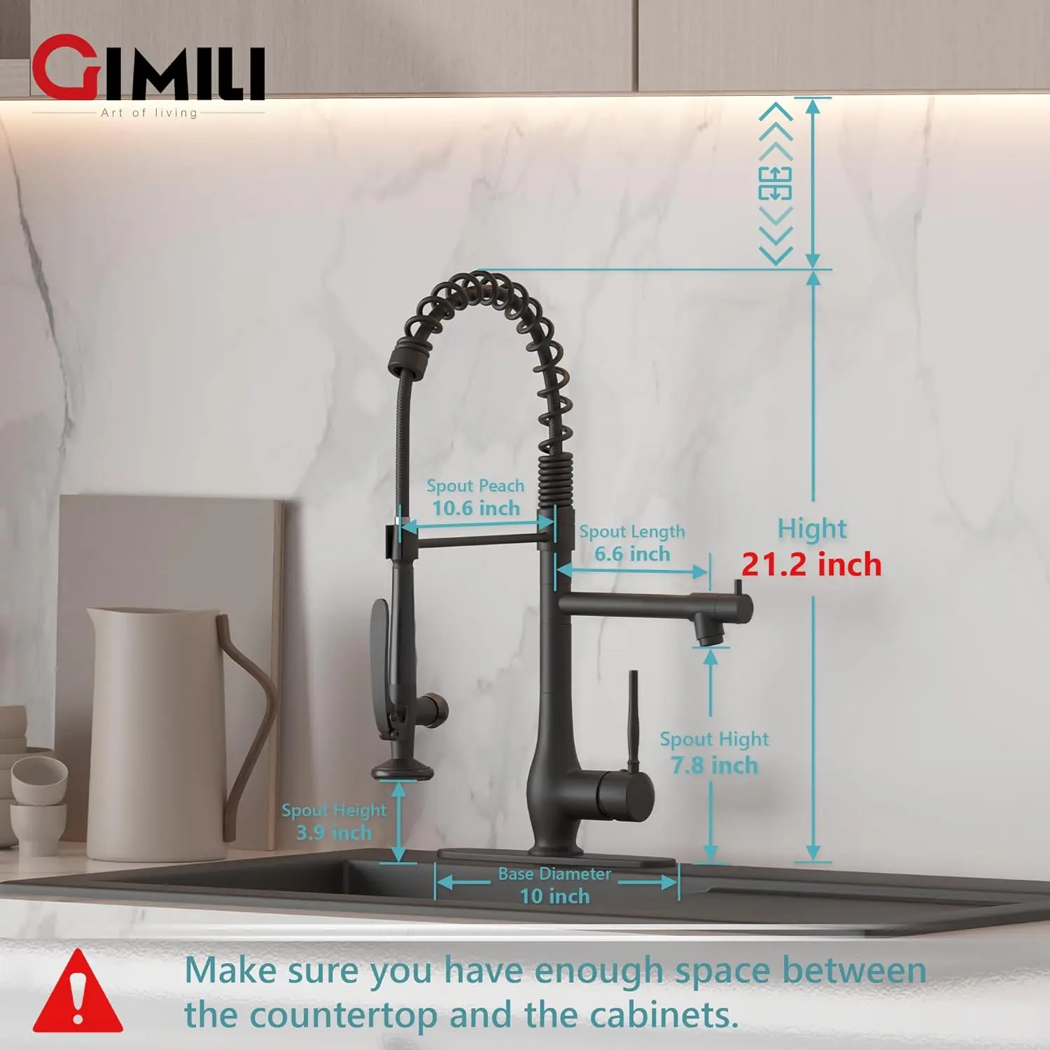 Matte Black Kitchen Faucet with Pull Down Sprayer Single Handle High Pressure Kitchen Sink Faucet Commercial Double-Headed