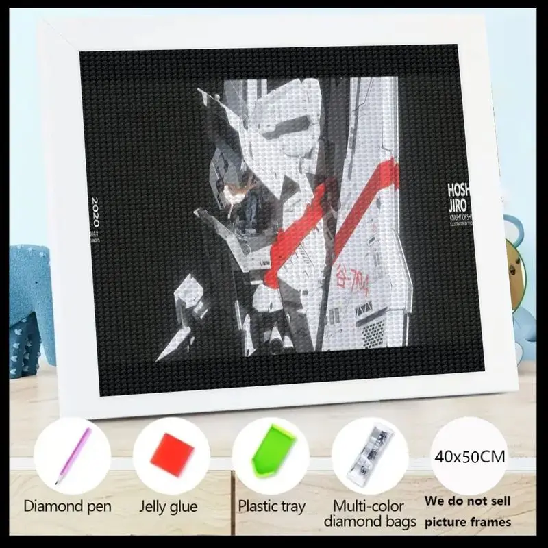 

1 шт. 5D DIY полный дрель комплект алмазной живописи, абстрактный футуристический дизайн персонажа робота Mecha, Sci-Fi аниме манга стиль кристалл A
