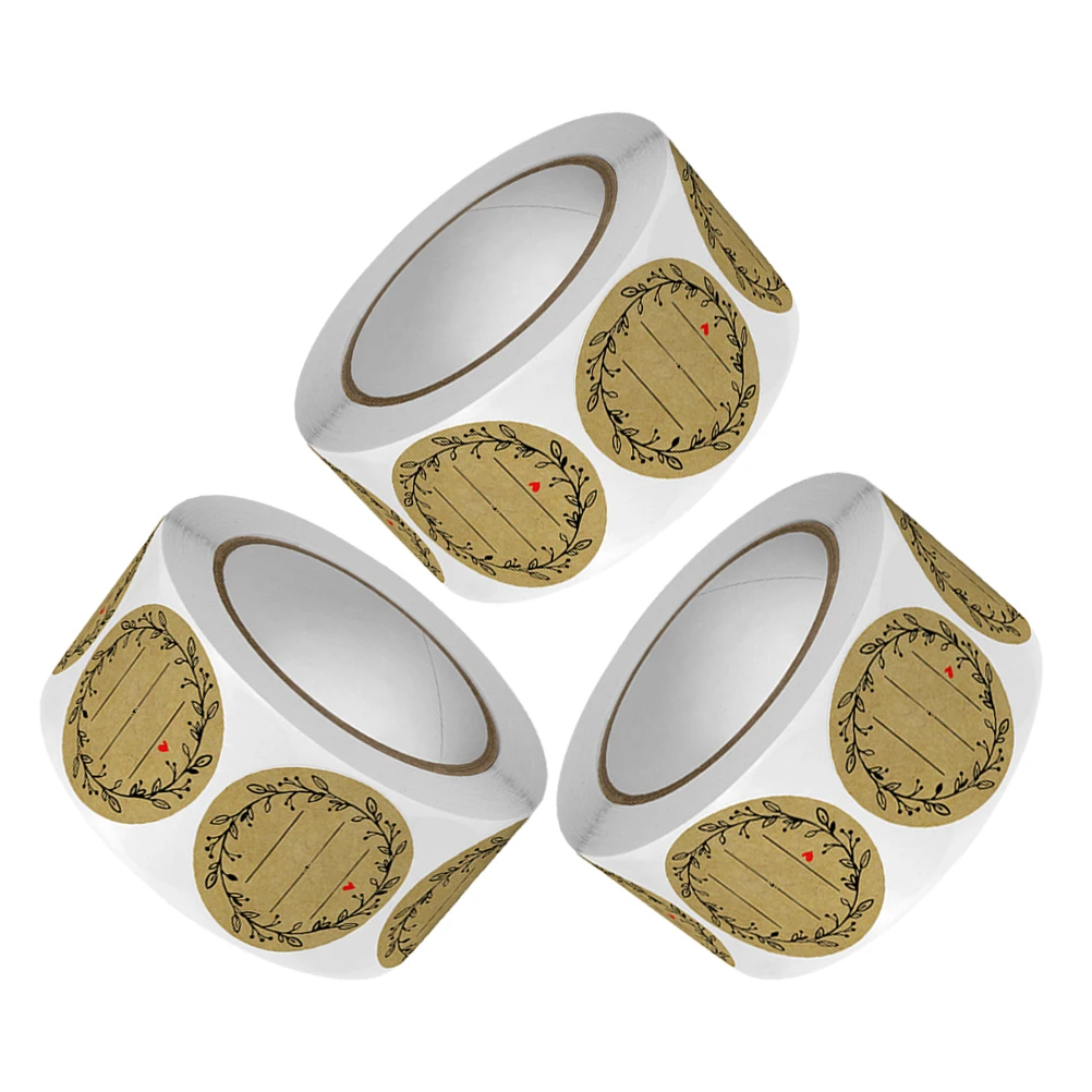 

3 Rolls Self-Adhesive Kraft Stickers for Jar Labels Canning Supplies Mason Jars Food Containers Pantry Spice Bottles Baking Tags