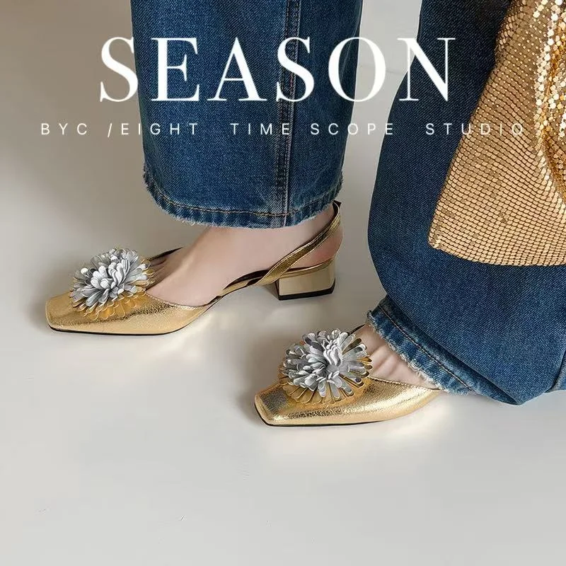 2026 new spring summer women sandals natural leather plus size 22-25cm cowhide+sheepskin+pigskin slip-on flower women shoes