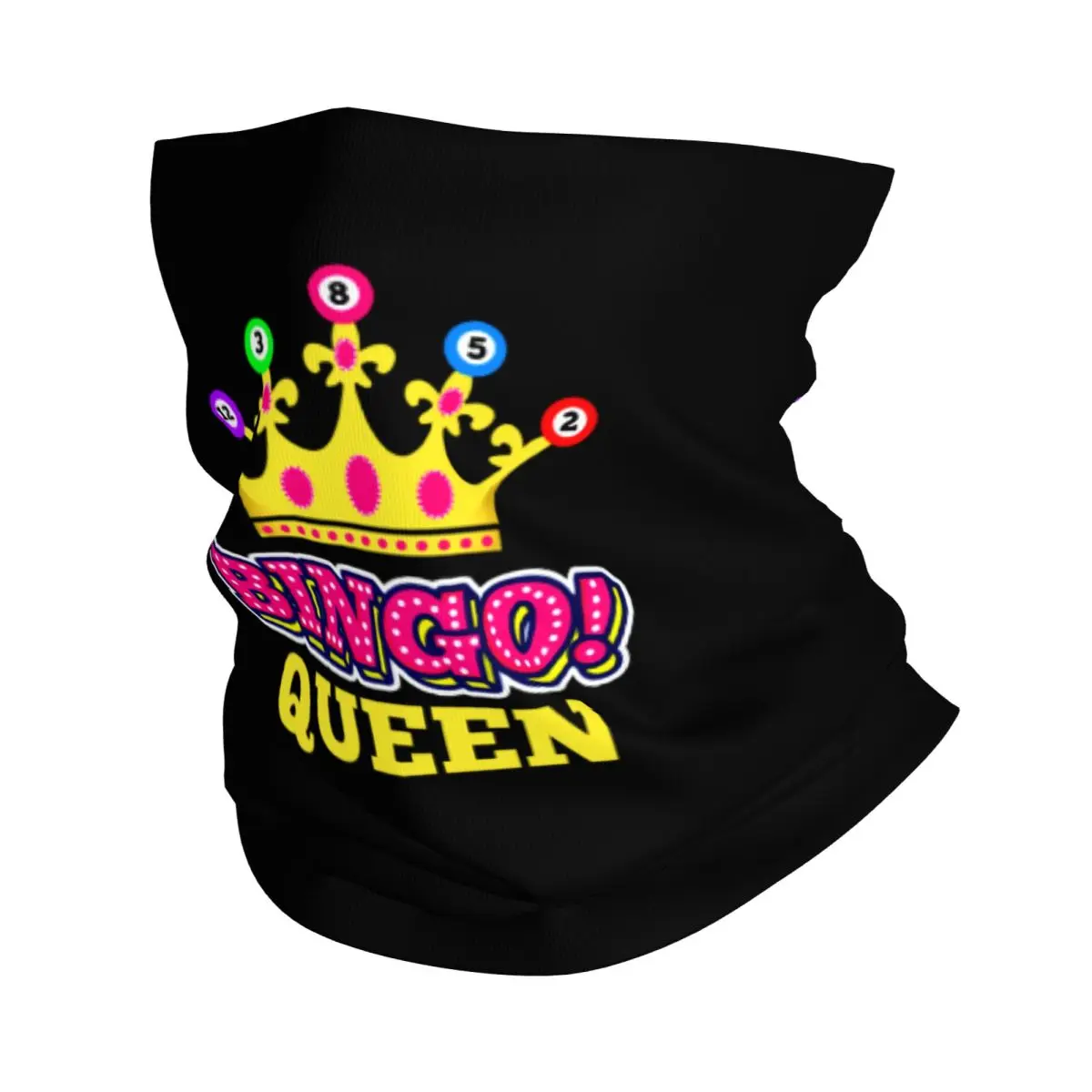 Custom Bingo Queen Bandana Winter Neck Warmer Women Windproof Wrap Face Scarf for Hiking Gaiter Headband