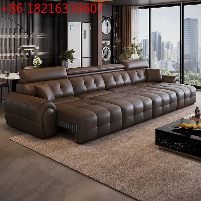 YAO can sleep and lie against the wall electric function sofa living room new first layer leather integrated dual-purpose