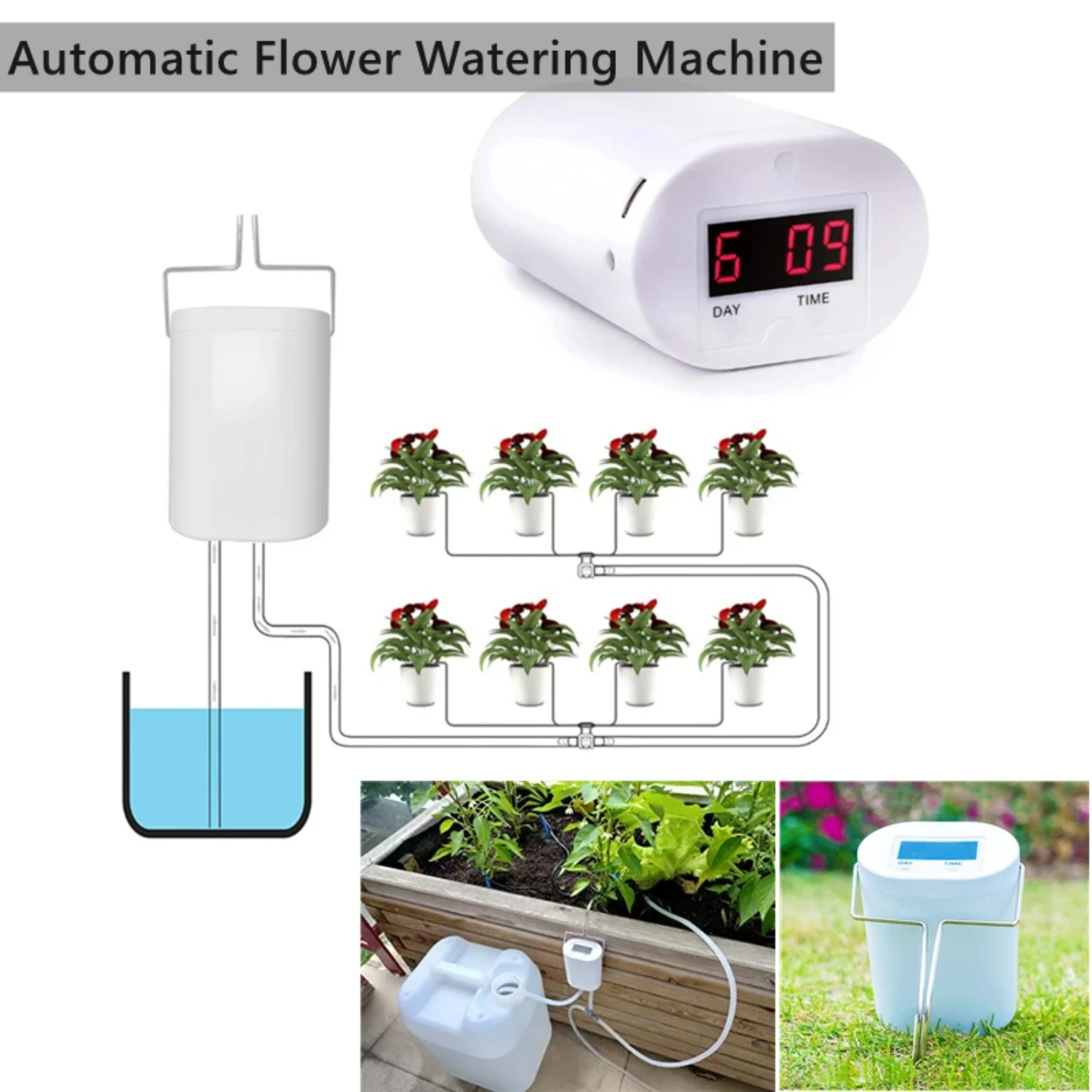 Automatic Watering Controller for Flowers and Plants - Efficient Sprinkler Drip Irrigation Device with Timer System for Gardenin