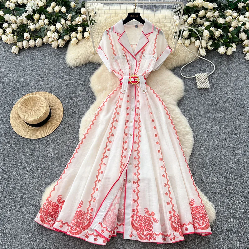 

Summer French Retro Style Raglan Sleeve Suit Collar Dress Women's New Two-piece Set Fashionable Elegant Long Dress S388