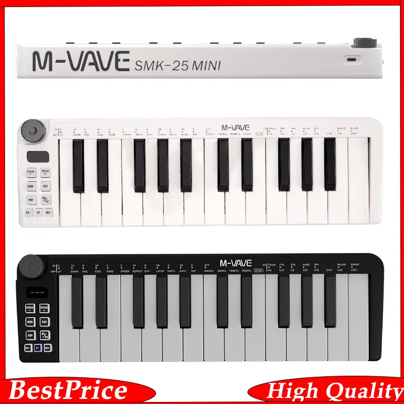 M-VAVE SMK-25mini MIDI Keyboard Rechargeable 25-Key MIDI Control