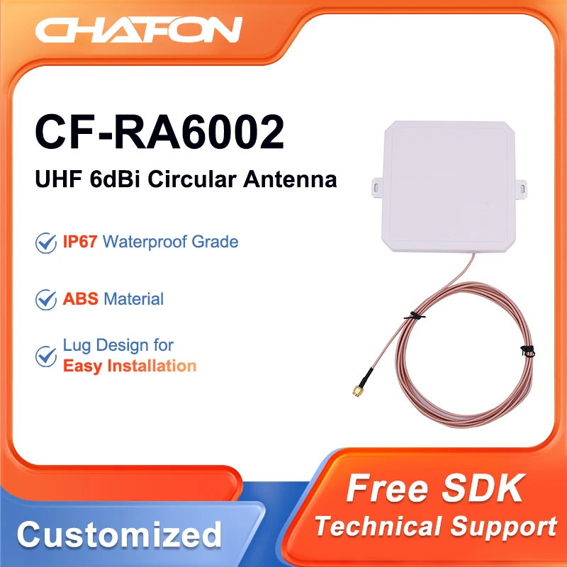 

Chafon CF-RA6002 uhf rfid panel antenna 6dbi circular polarization for warehouse and trash can management