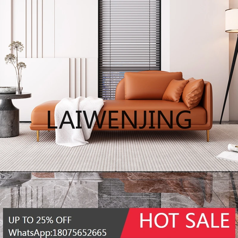 

RWJ Curved Small Apartment Recliner Living Room Lazy Leisure Leather Small Sofa