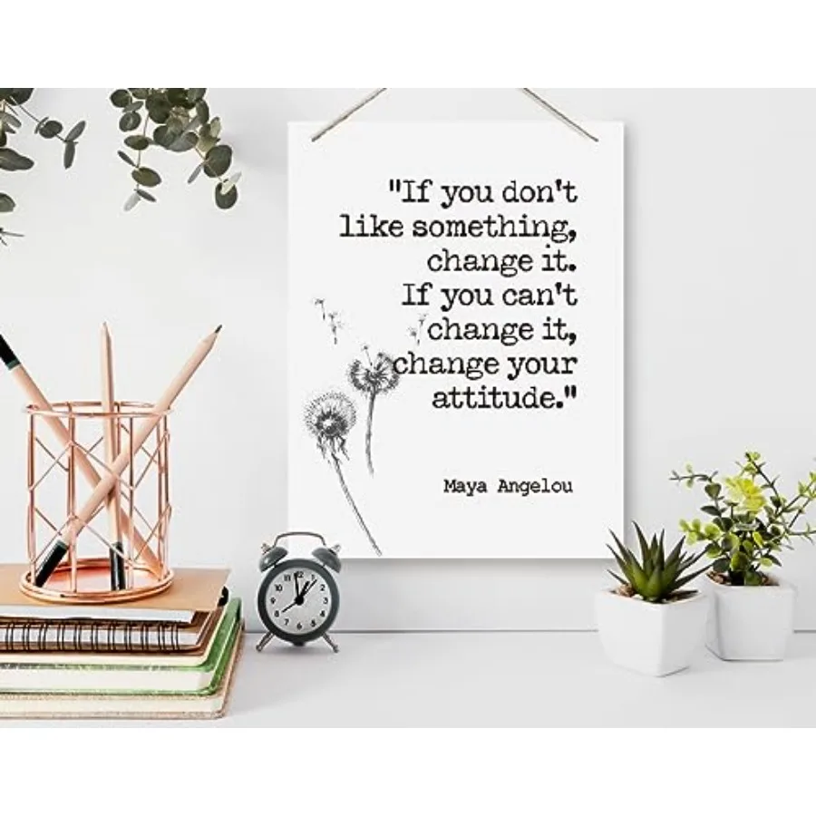 Inspiratiol جدار ديكور ديكور علامات خشبية معلقة ديكور جدران المنزل مكتب معلقة علامة الخشب تحفيزية هدية مايا أنجلو اقتباس