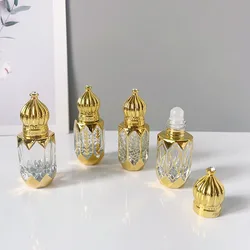 20pcs/lot 6ml Golden Perfume Bottle Roll On Bottles Thick Glass Essential Oil Bottle with Roller Ball Refillable