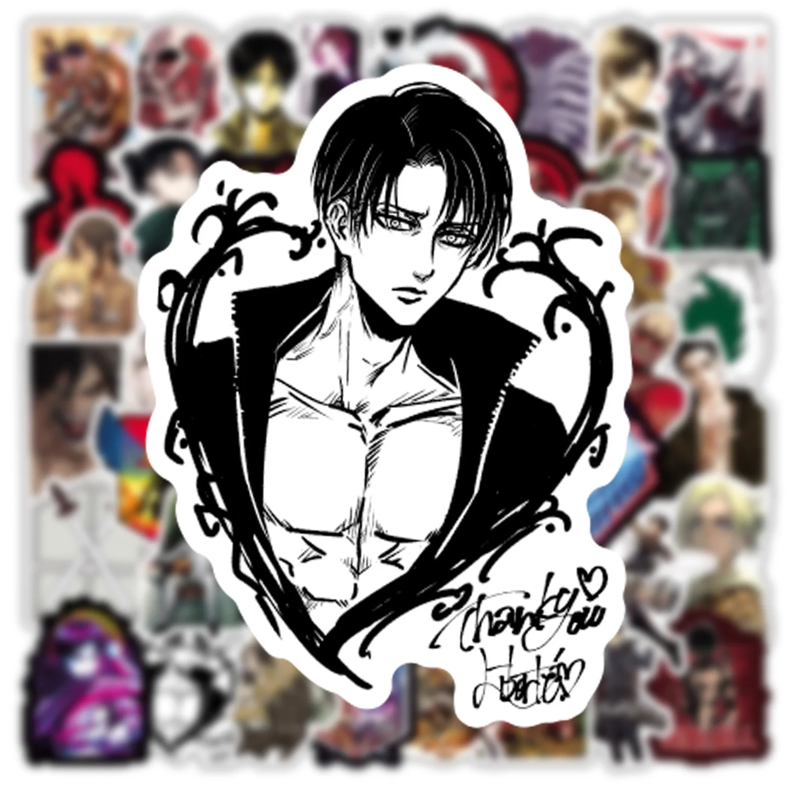 50Pcs Cartoon Animation Attack on Titan Series Graffiti Stickers Suitable for Laptop Helmets Desktop Decoration DIY Stickers