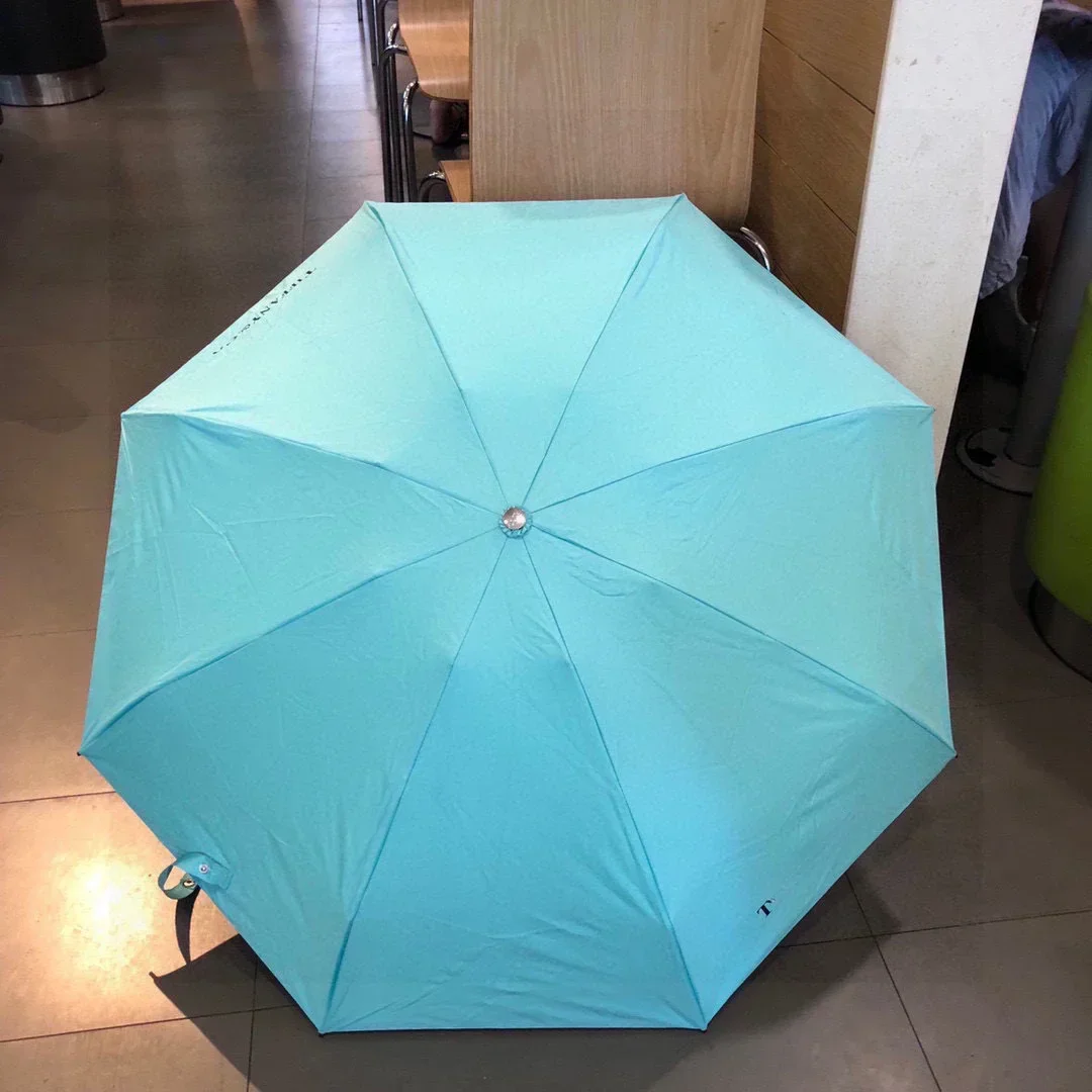 Blue Crystal Head Sun Protection and Heat Insulation Umbrella Mini Pocket Umbrella Sun Protection Umbrella Full Package Gift.