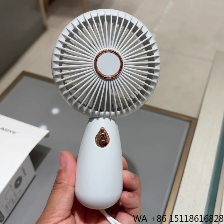 

Handheld Mini Fan with LED Light 3-Speed USB & Battery-Powered Portable for Car & Outdoor Use