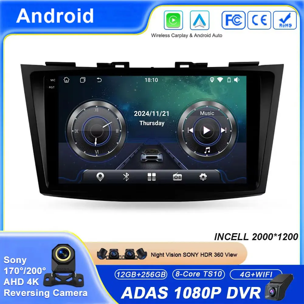 

Android Carplay Auto For Suzuki Swift 4 2011 - 2017 Car Radio Multimedia GPS Navigation Player Stereo Head Unit WIFI No 2din DVD