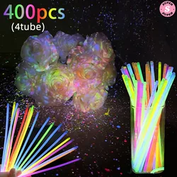 Fluorescence Light Glow Sticks with Connectors Bracelets Necklaces Neon For Wedding Party ValentineDIY Colorful Glow Stick Gifts