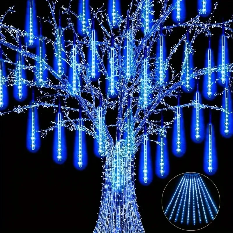 LED Meteor Shower Rain Lights Waterproof Falling Raindrop Fairy String Light for Christmas Holiday Party Patio Decor 30/50CM