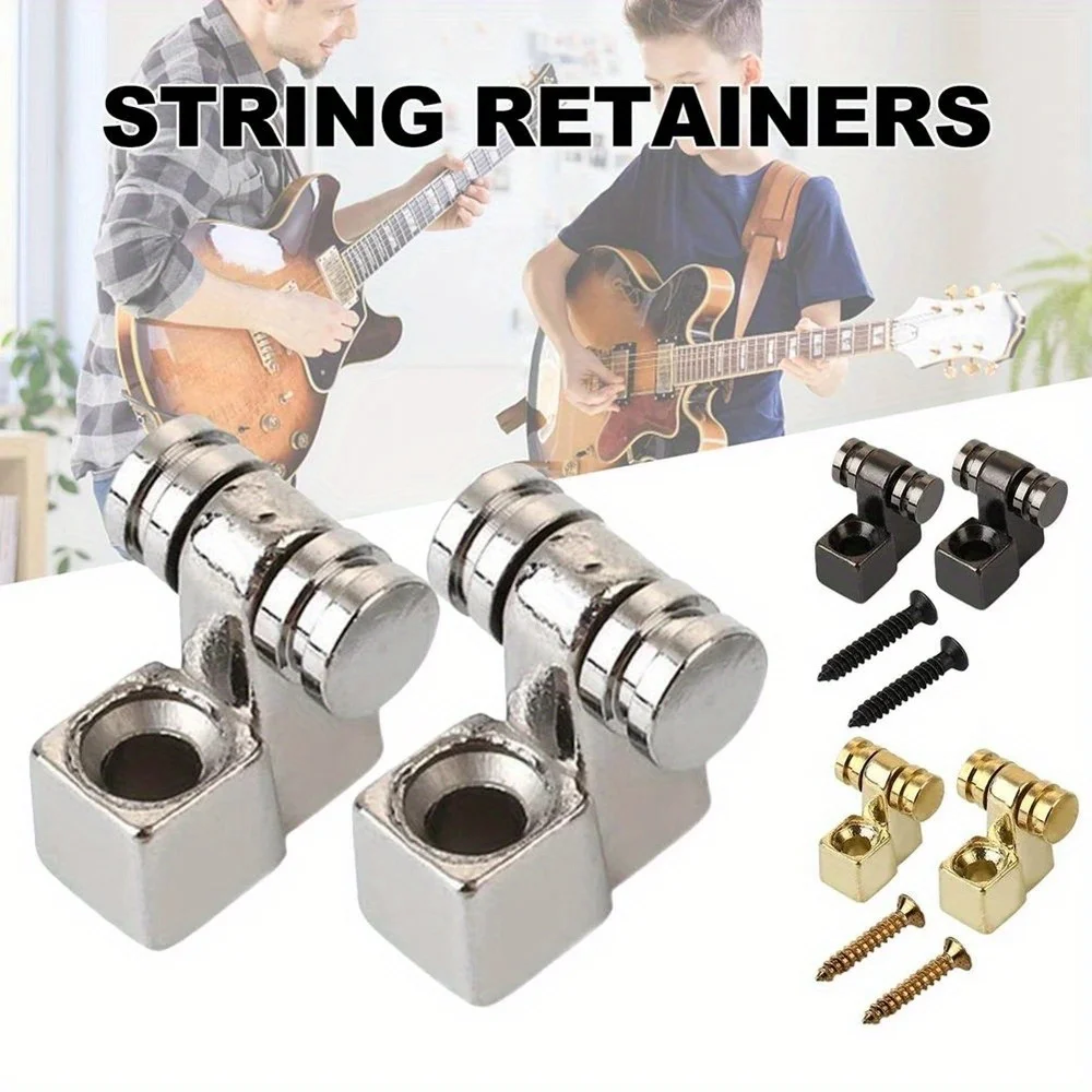 2Pcs Electric Guitar Chrome Roller String Trees Retainer, 3 Colors (Silvery/Black/Golden) Guitar String Guide Mounting Parts