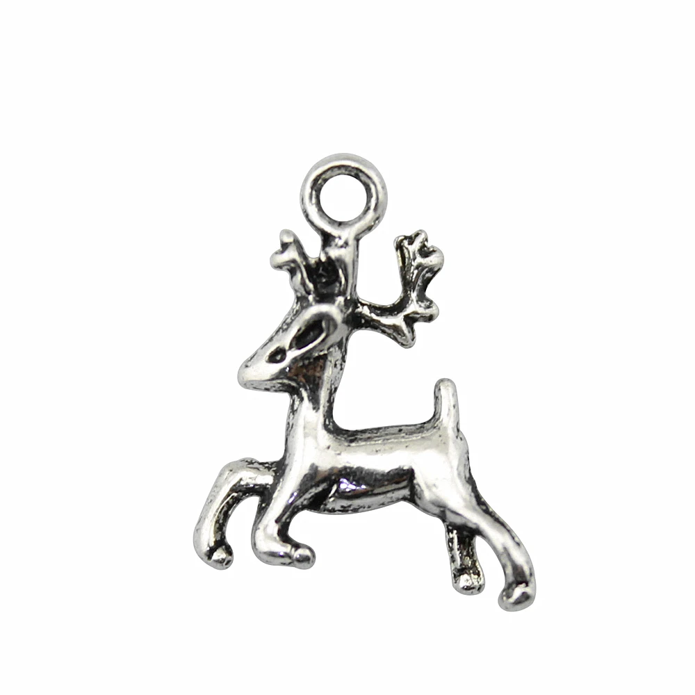 10pcs/lot 20x17mm Christmas Deer Charms For Jewelry Making Antique Silver Color 0.79x0.67inch