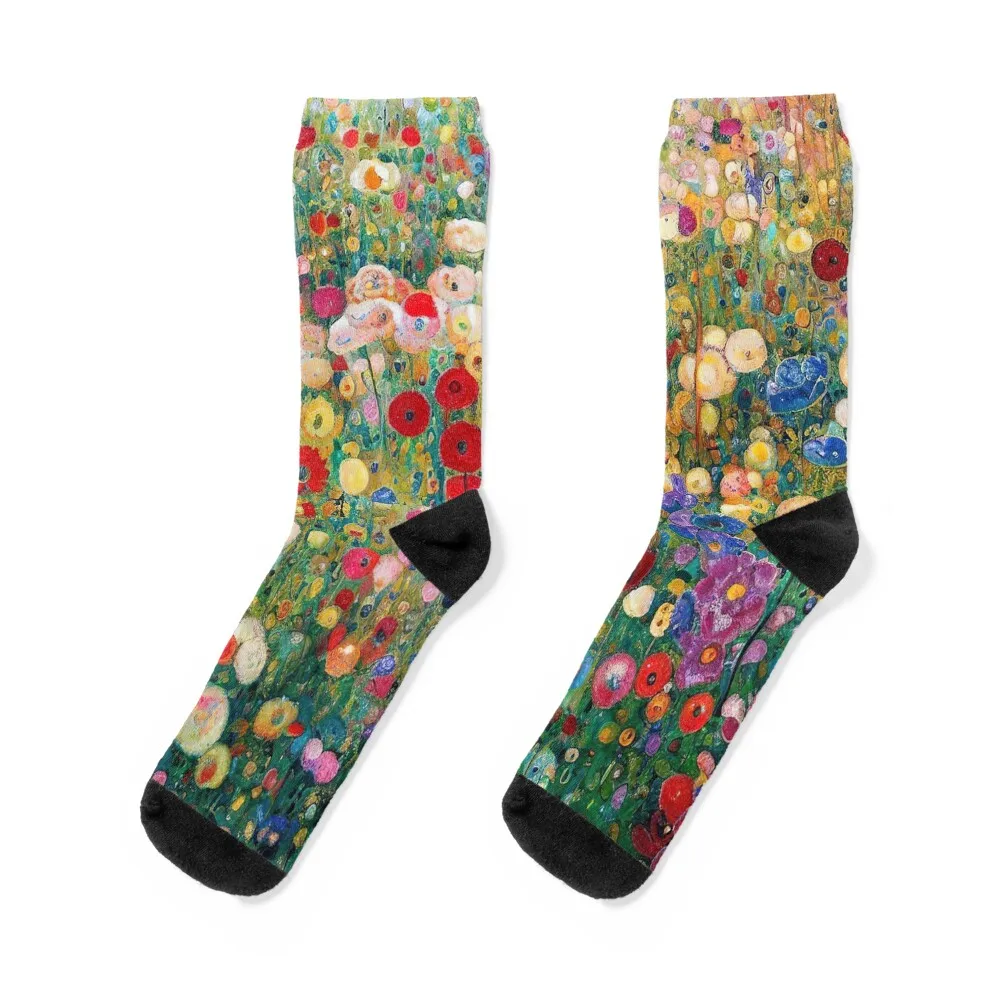 Gustav Klimt Flower Garden Socks soccer anti-slip Crossfit Socks For Men Women's