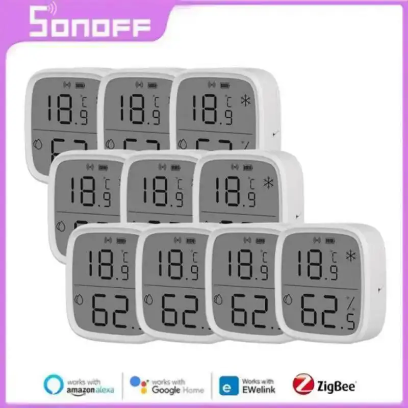 1-5PCS SONOFF SNZB-02P/02D Temperature Humidity Sensor Zigbee Monitor Smart Home Automation Kits For eWeLink Alexa Google Home