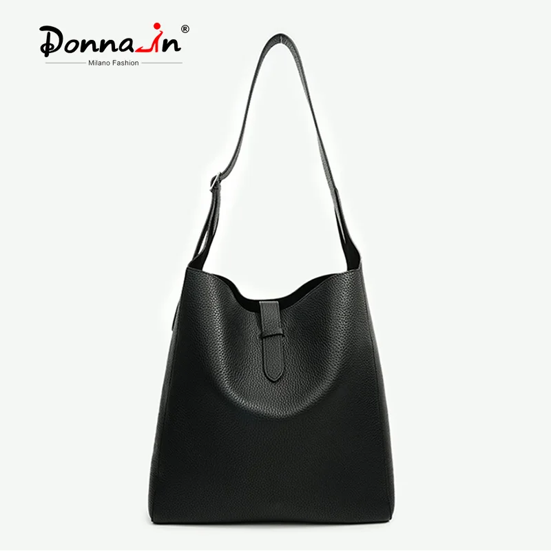 Donna-in pełnoziarnista skóra cielęca torba na ramię typu Hobo pierwsza warstwa torebka ze skóry bydlęcej prawdziwa moda o dużej pojemności