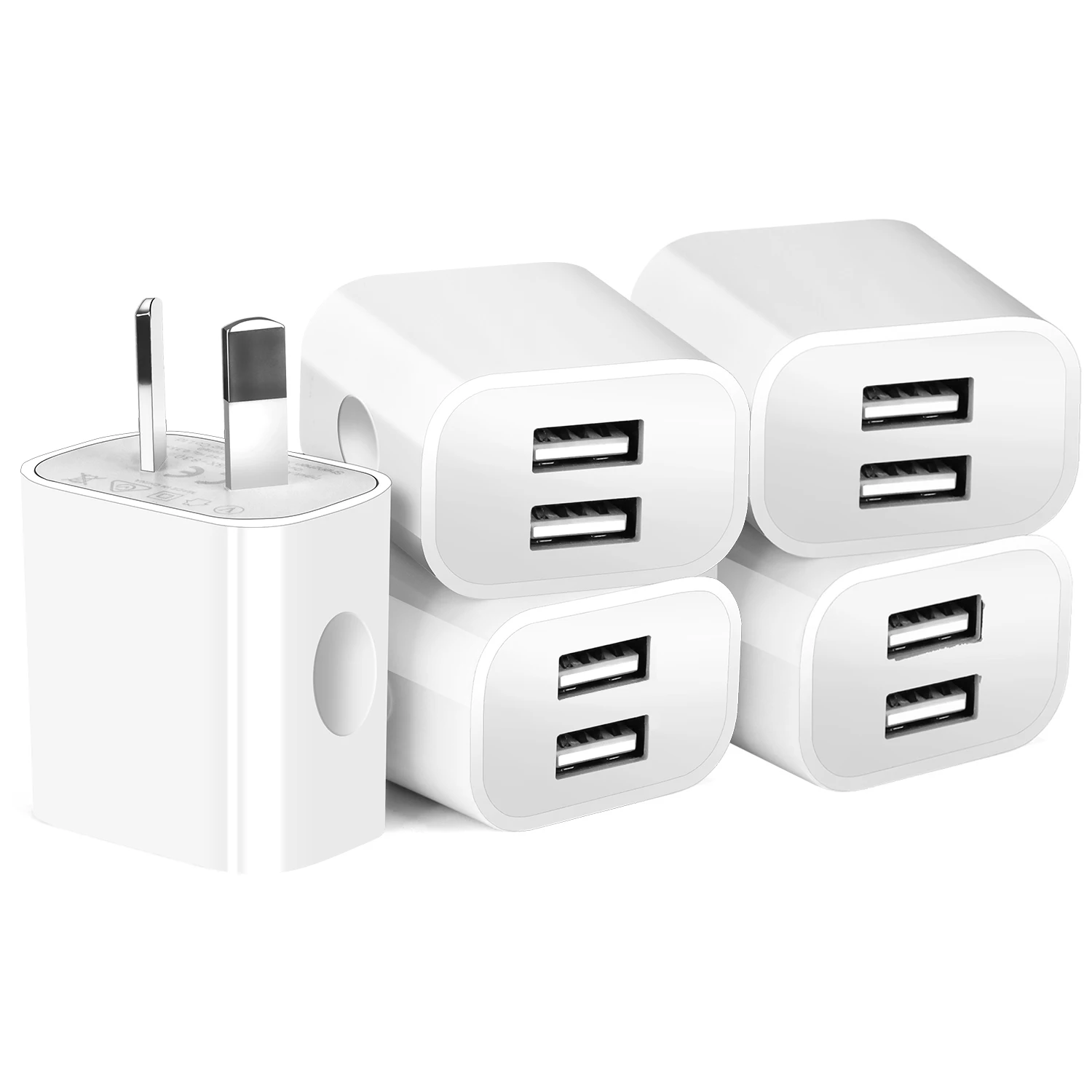 1/3/5/10pcs Universal 5V 2.1A Charger AU Plug Adapter Cell Phones Dual Port  Power Plug Standard Wall Adapter For Mobile Phone