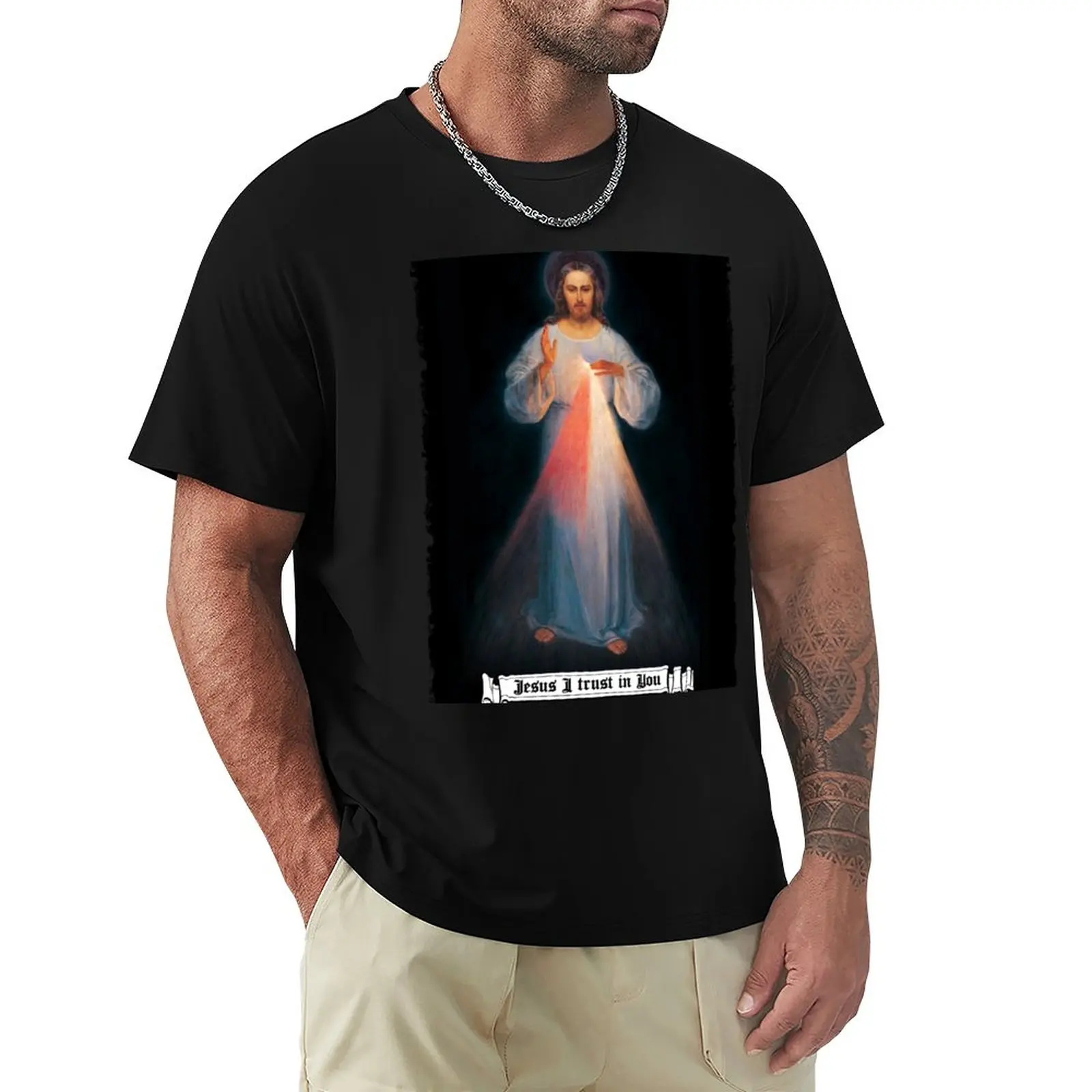 The Divine mercy image, catholic and Christian gifts, Jesus I trust in you T-Shirt tees mens t shirt graphic