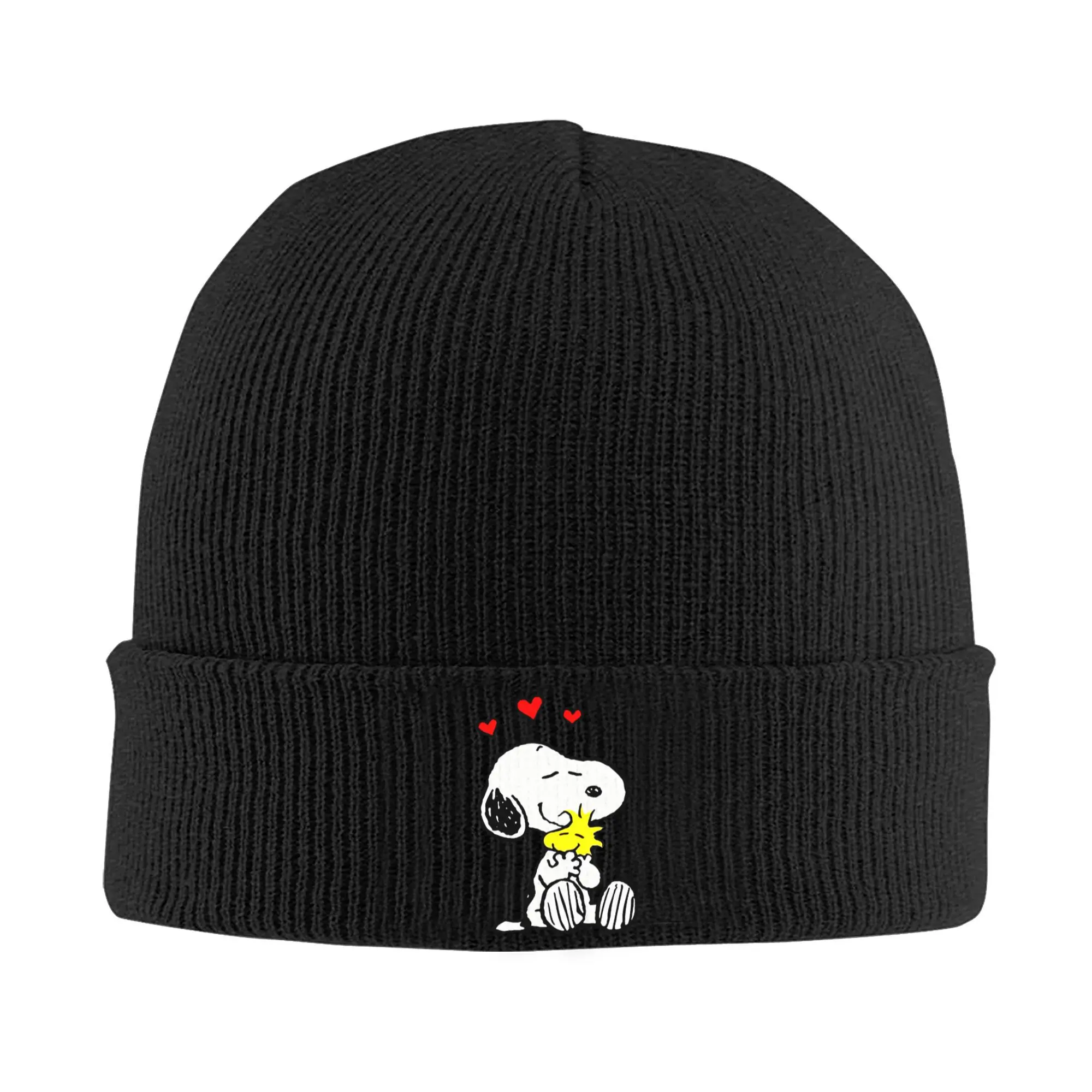 Custom Snoopys Woodstock Love Bonnet Hats  Street Knitted Hat For Men Women Warm Winter  Skullies Beanies Caps