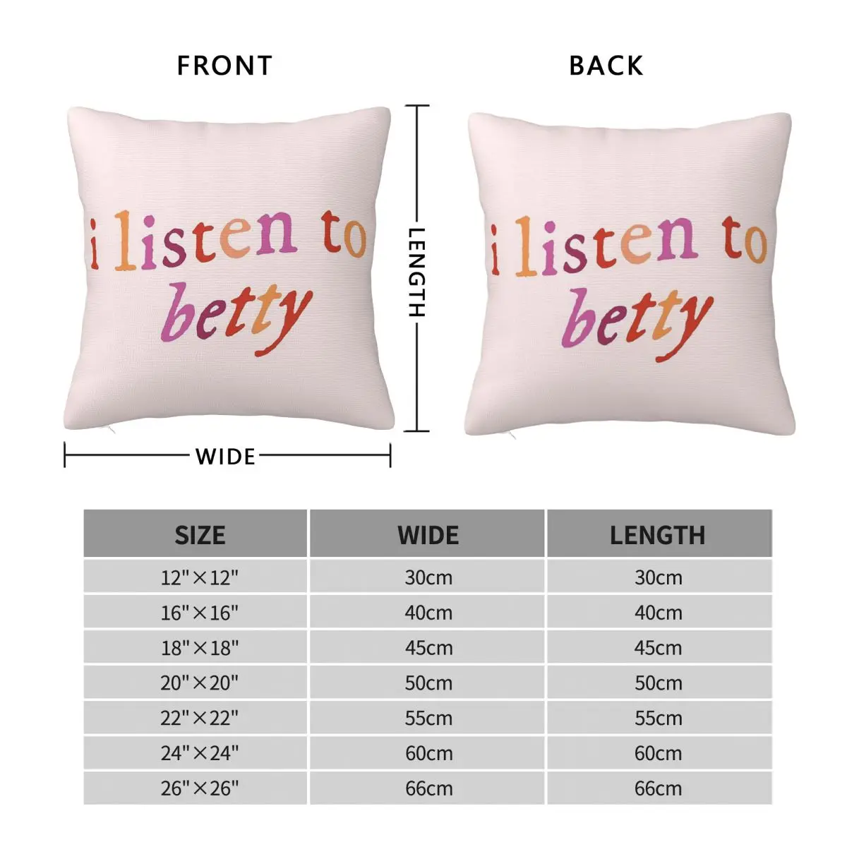 I Listen To Betty Square Pillowcase Pillow Cover Polyester Cushion Decor Comfort Throw Pillow for Home Sofa