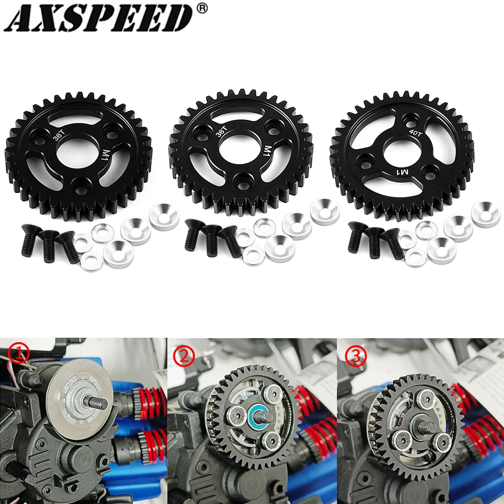 AXSPEED Steel Main Spur Gear Transmission Motor Gears 1M 36/38/40T for 1/8 T-RAXXAS Revo 2.5, 3.3 Slayer Pro Accessories