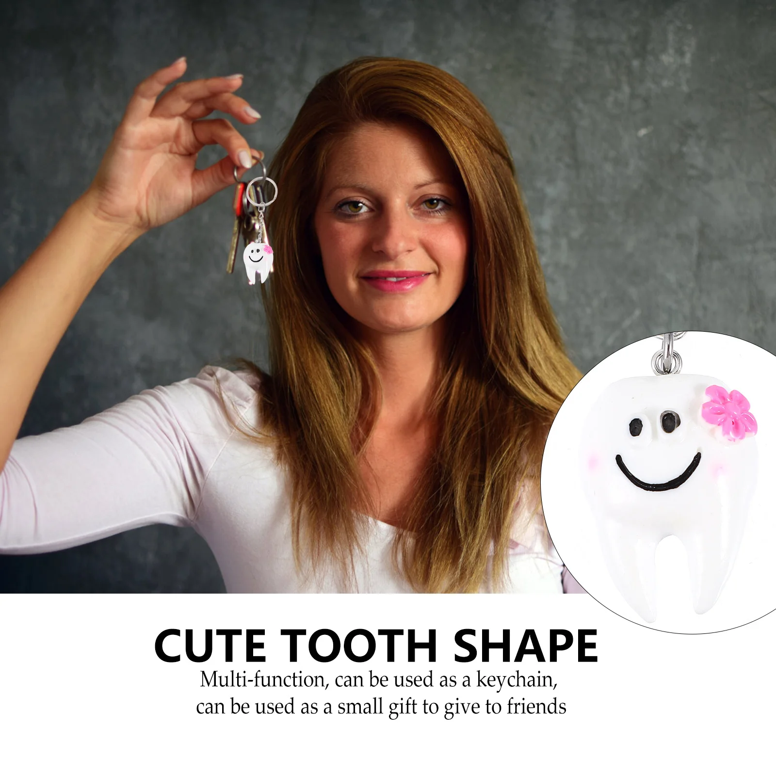 

20Pcs Keychain Pendants Tooth Design Hanging Ornaments for Handbag Backpack Phone Decor Fun Creative Key Ring Accessories