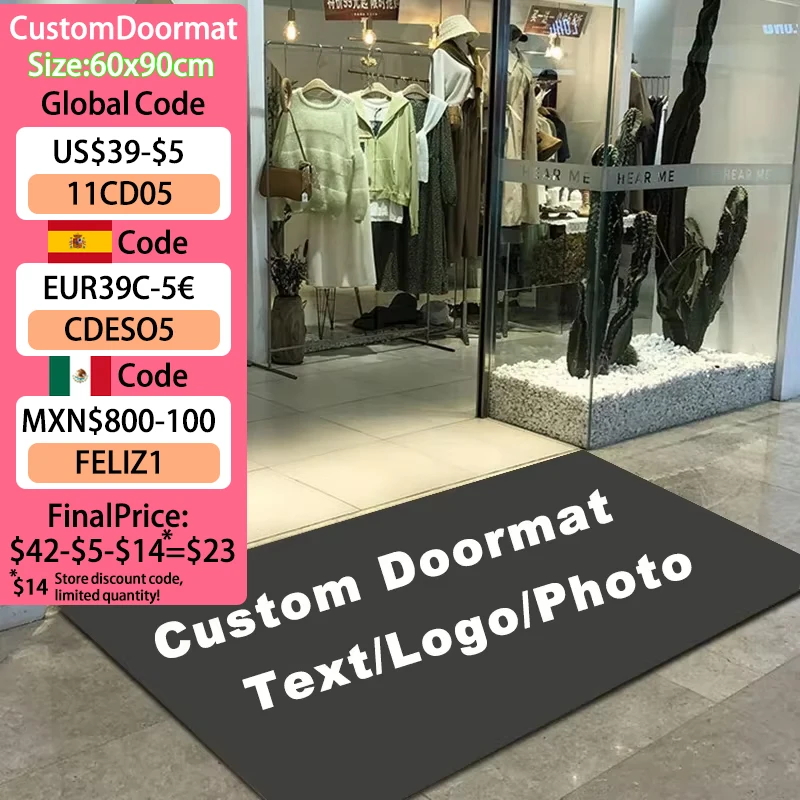 Custom Doormat Non-slip Welcome Mat for Office Building Entrance Shop Restaurant Hotel Bar Absorbent Pad for Bathroom Floor Mat