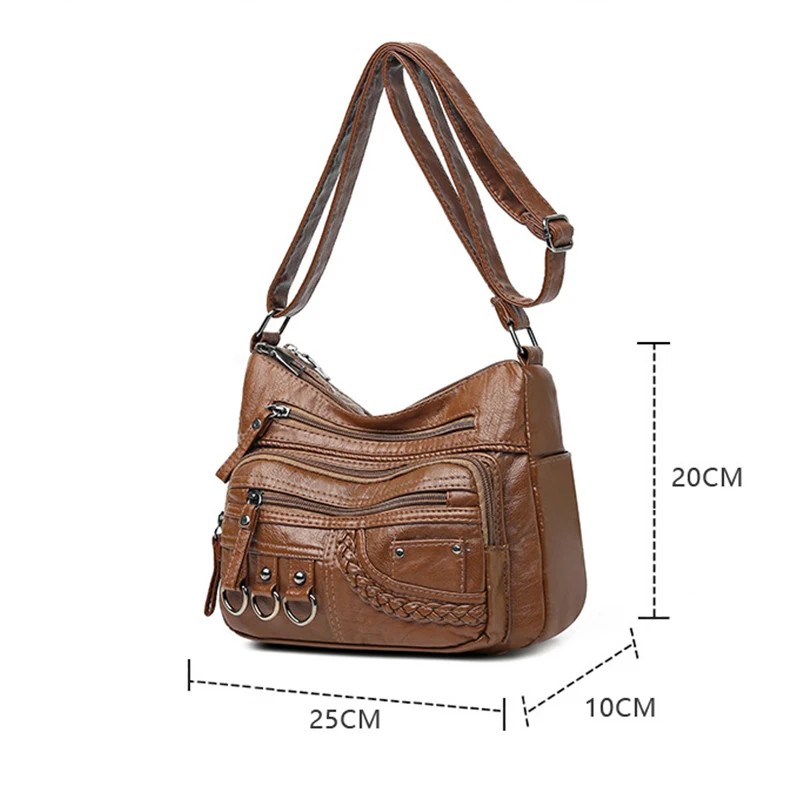 Vintage Pu Leder Luxus Geldbörsen und Handtaschen Hochwertige Damen Tasche Design Multi-Pocket Damen Umhängetaschen – Detail 19