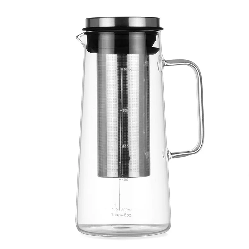 Glass Teapot Tea Kettle Borosilicate Cold Brew-Drip Coffee Pots with Removable Infuser for Bloomings Loose Leaf