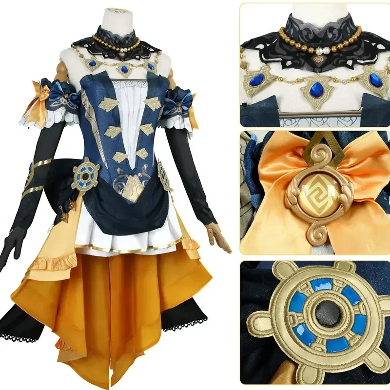 

★Halloween Cosplay Costume Navia Genshin Impact Carnival Uniform Wig Anime s Women Game Figures♥ All corners of the country