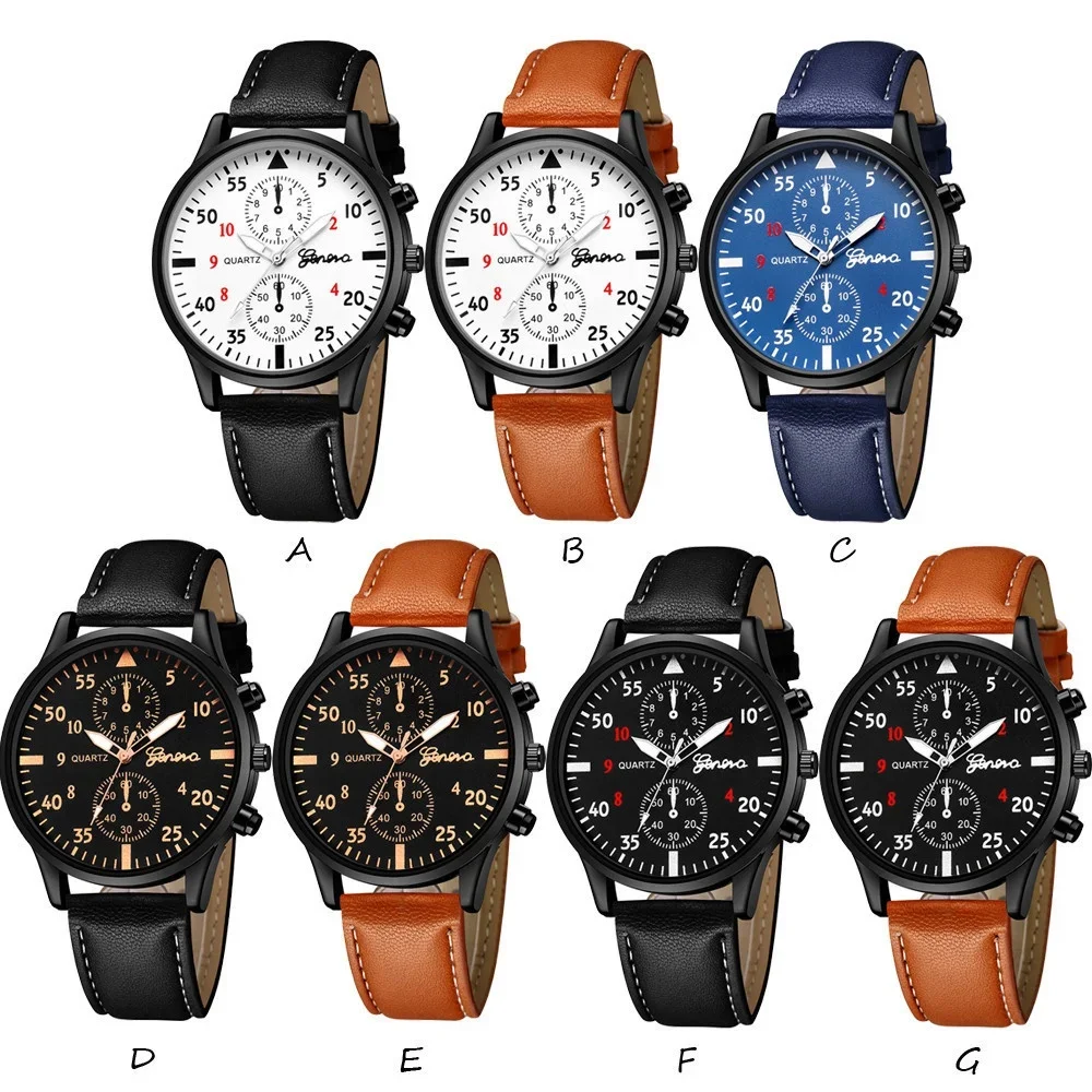 

Kegllect Men Watch Set with Bracelet Casual Leather Band Quartz Clocks mens watch mens watches relógio pulso