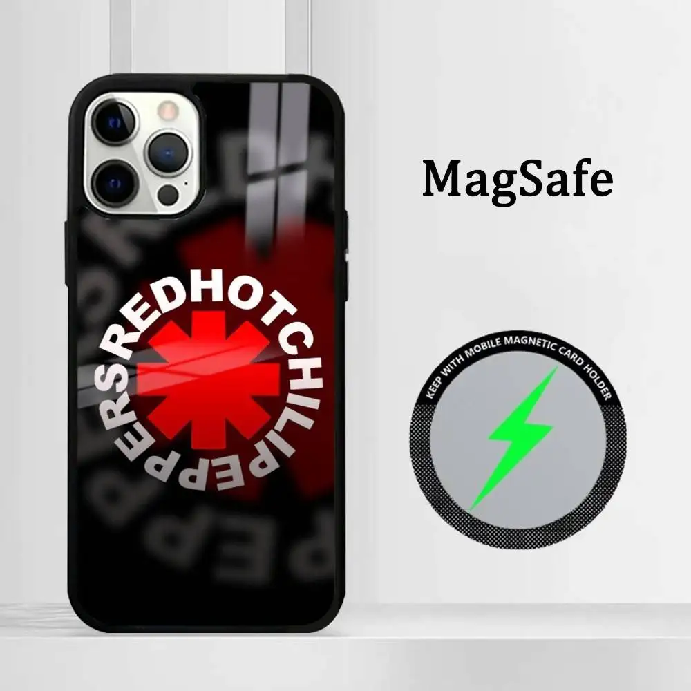 

R-Red Hot C-Chili Peppers Phone Case Magnetic Glass Phone Case For Iphone 16 15 14 12 11 13 Pro Max Mini Puls Cover
