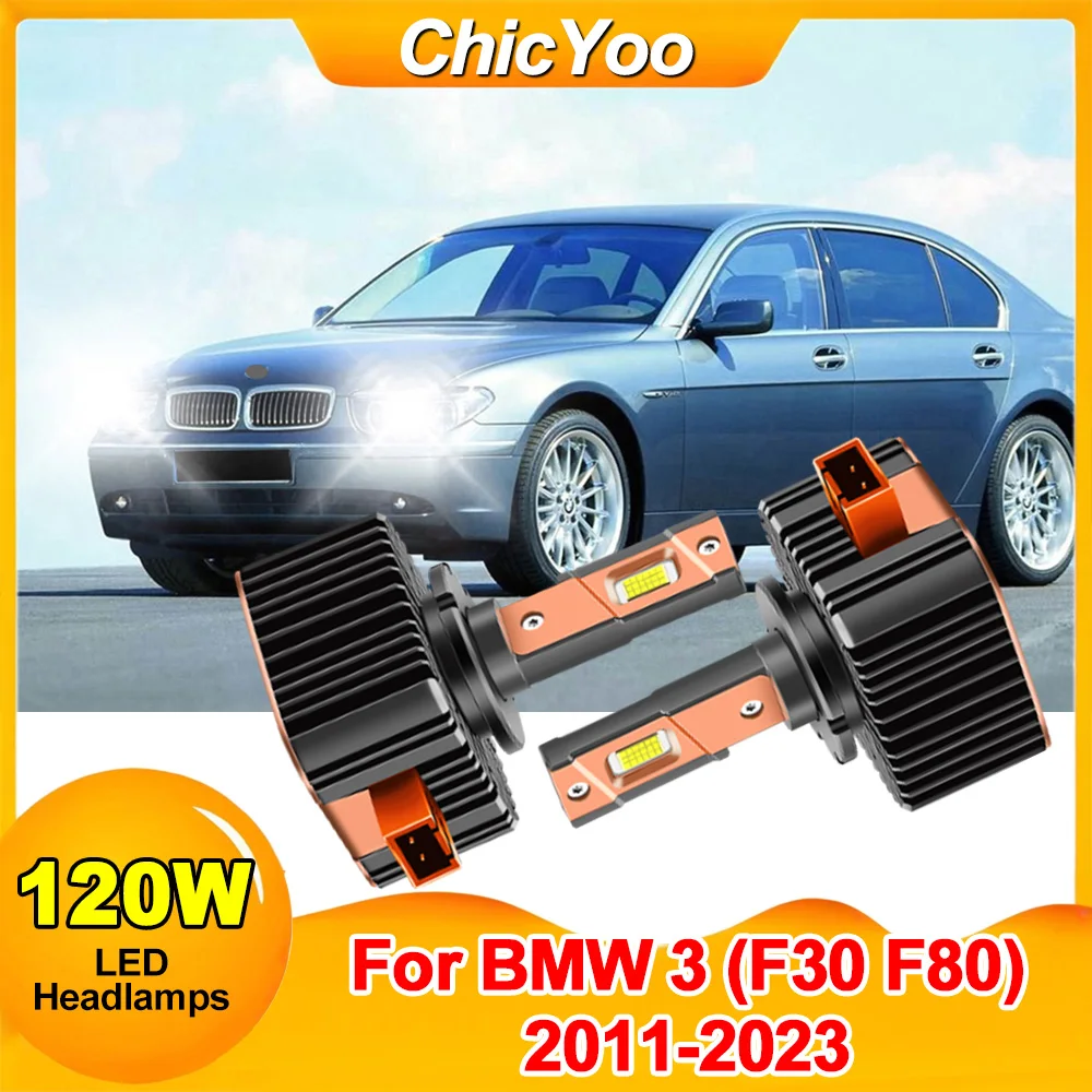 

2PCS 30000LM 120W Auto HID Xenon Lights D1S Canbus LED Headlamps Bulbs 6000K Super White Plug&Play For BMW 3 (F30 F80) 2011-2023