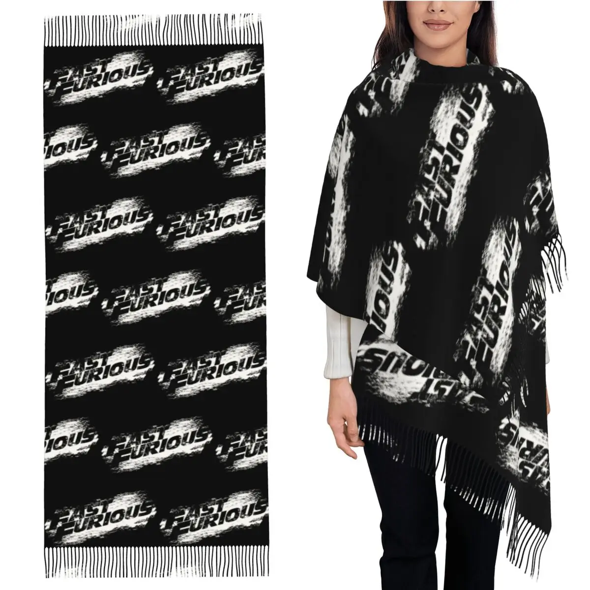 

Женский шарф с кисточками Fast & Furious 9, мягкие теплые шали и накидки, большая осенне-зимняя шаль