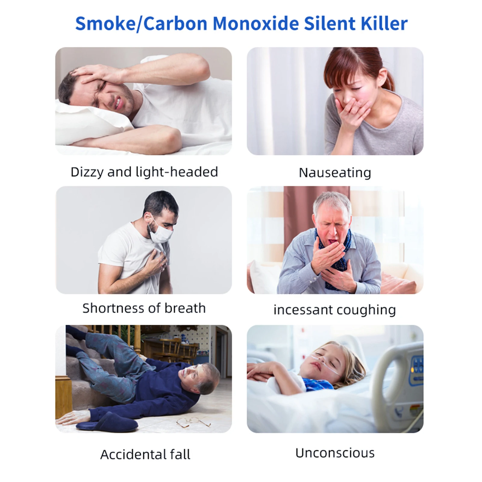 

2 в 1 датчик сигнализации CO, ЖК-дисплей, дымовая сигнализация, питание от аккумулятора, датчик сигнализации со светодиодной подсветкой для дома, спальни, кухни